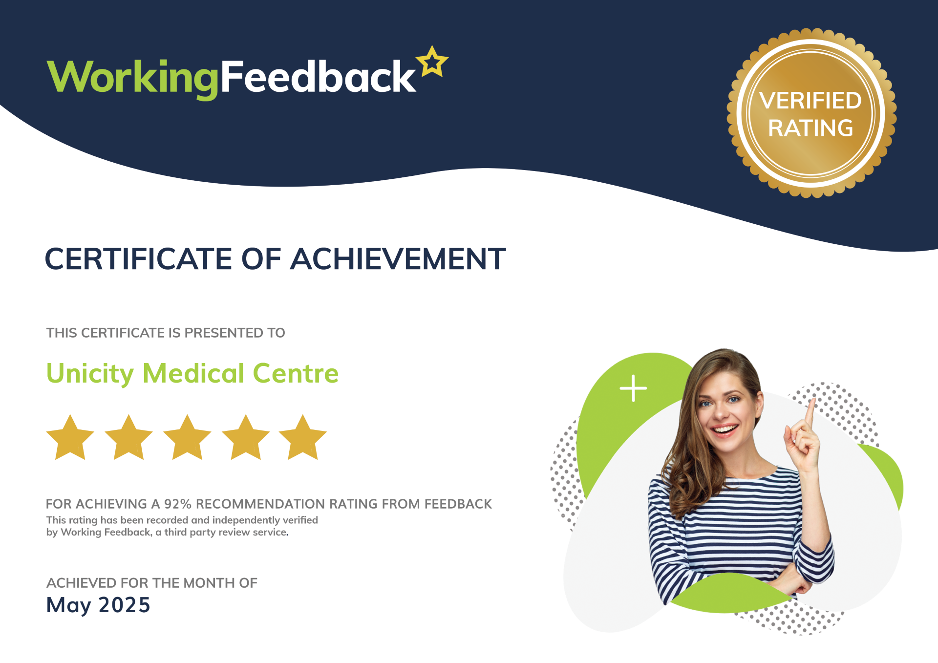 working feedback certificate 