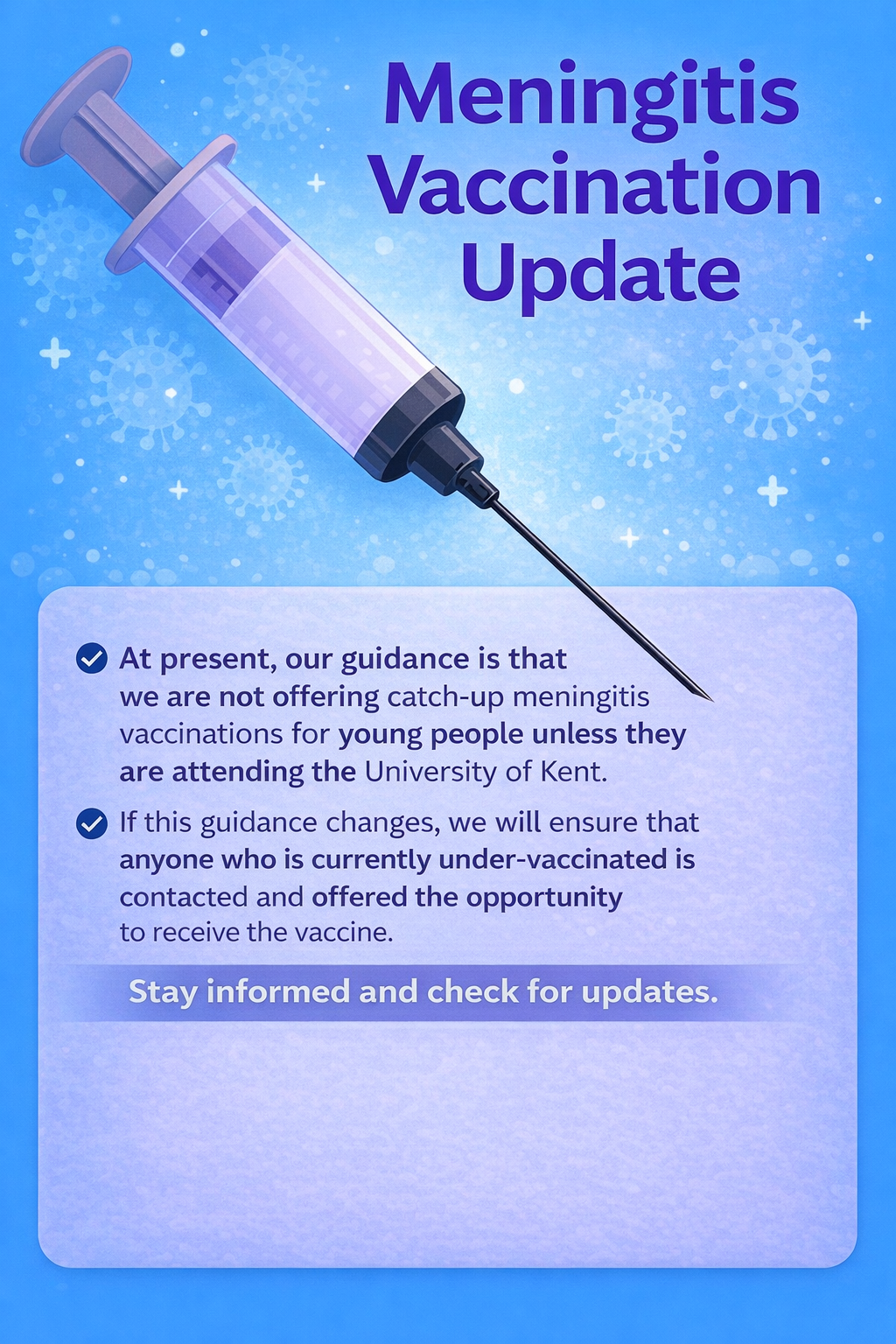 Meningitis Vaccination Update